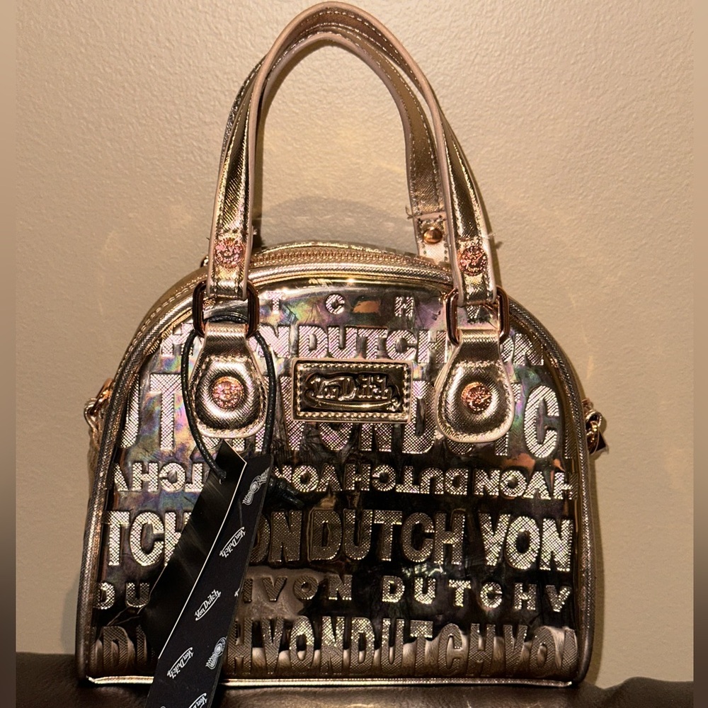 Von Dutch Shimmering Rose Gold Satchel